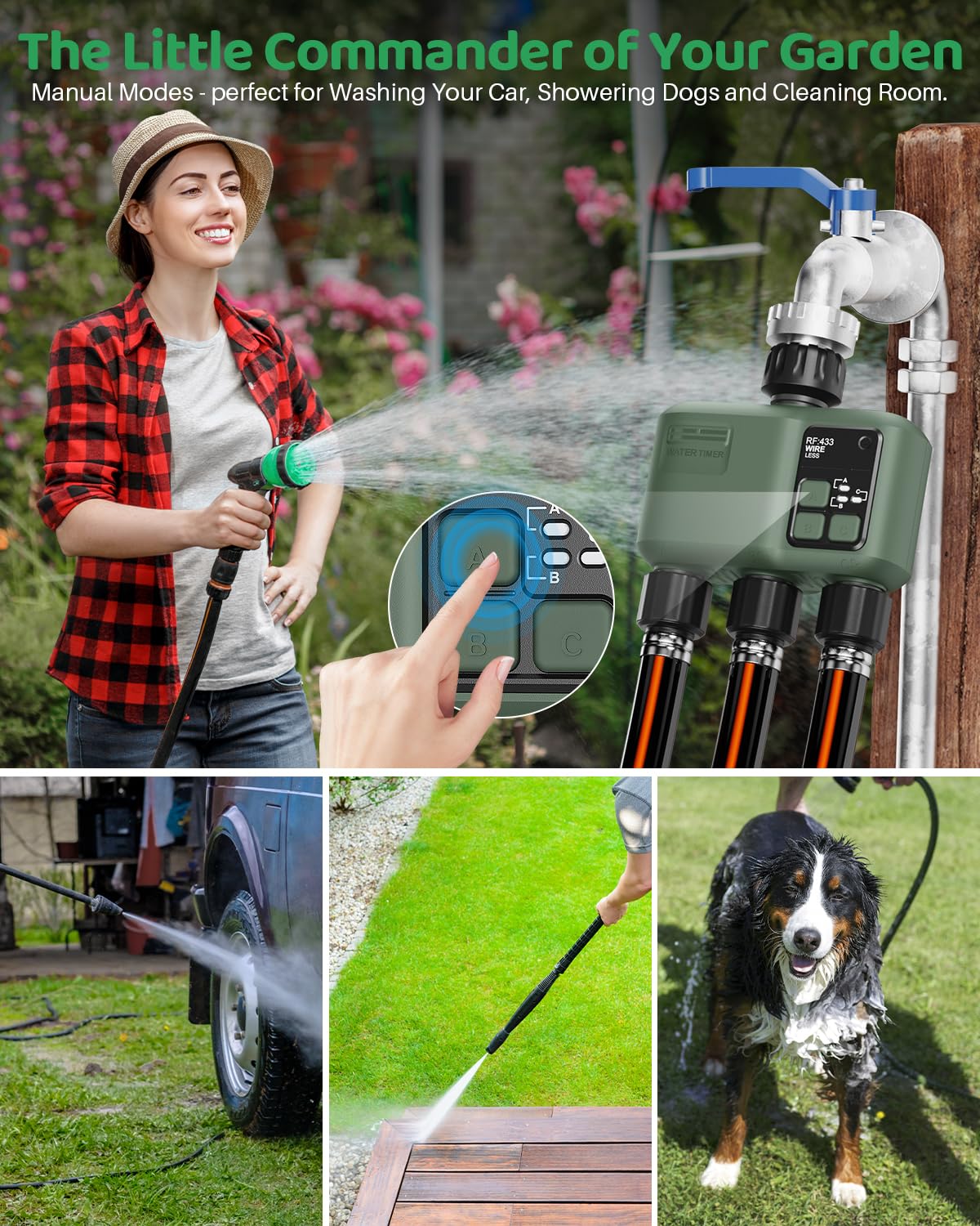 Shrivee installed in backyard illustrating whole-yard smart irrigation