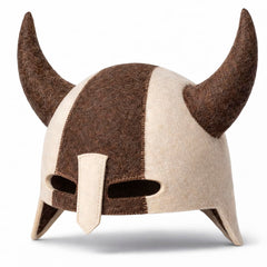 SHSH trade group front view showing Viking sauna hat protecting head