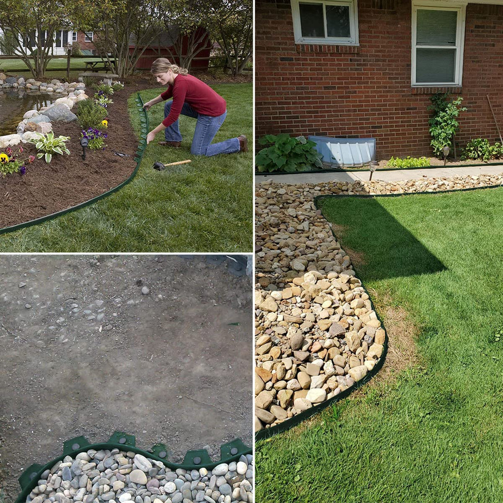 shsyue installed edging along flowerbed showing clean lawn separation