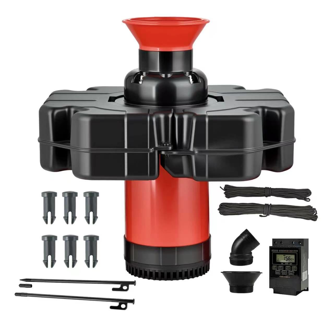 ShuDwrpu front view of fountain showing stable float and spray benefits