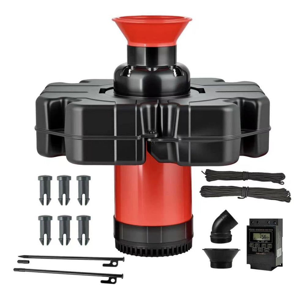 ShuDwrpu front view of fountain showing stable float and spray benefits