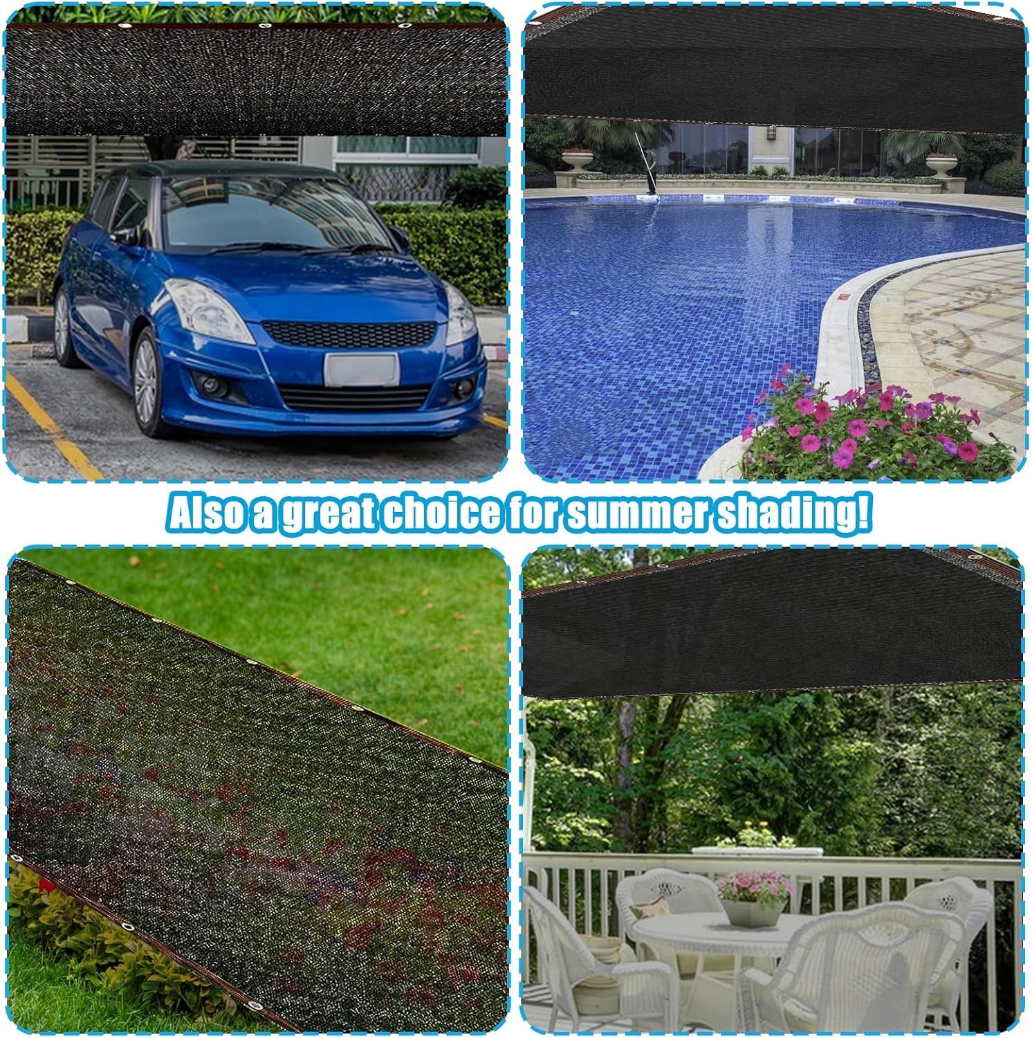 Sibosen net in use over rectangular pool reducing debris cleanup benefit