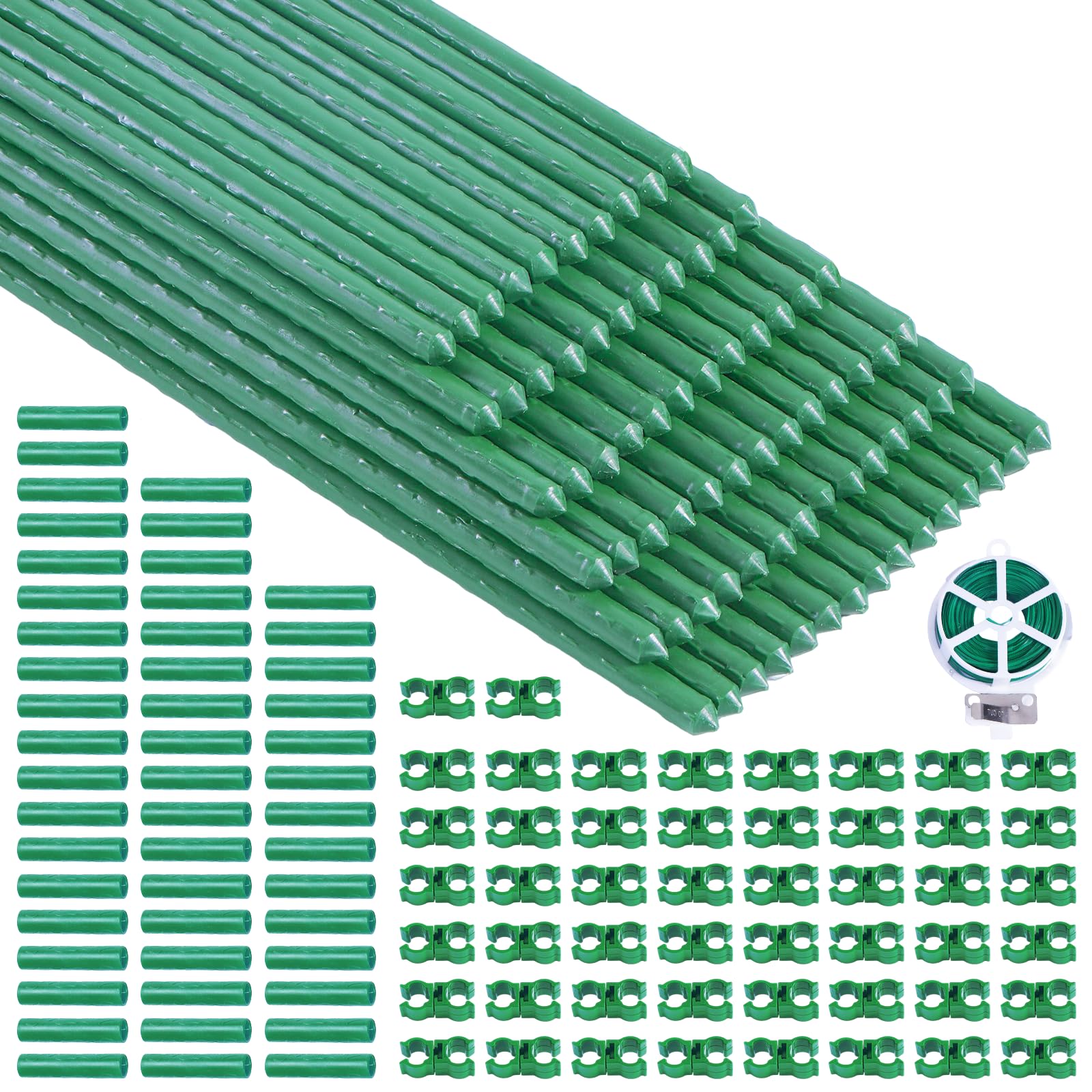 Sidefusi front-of-kit showing stakes connectors and clips for easy garden setup