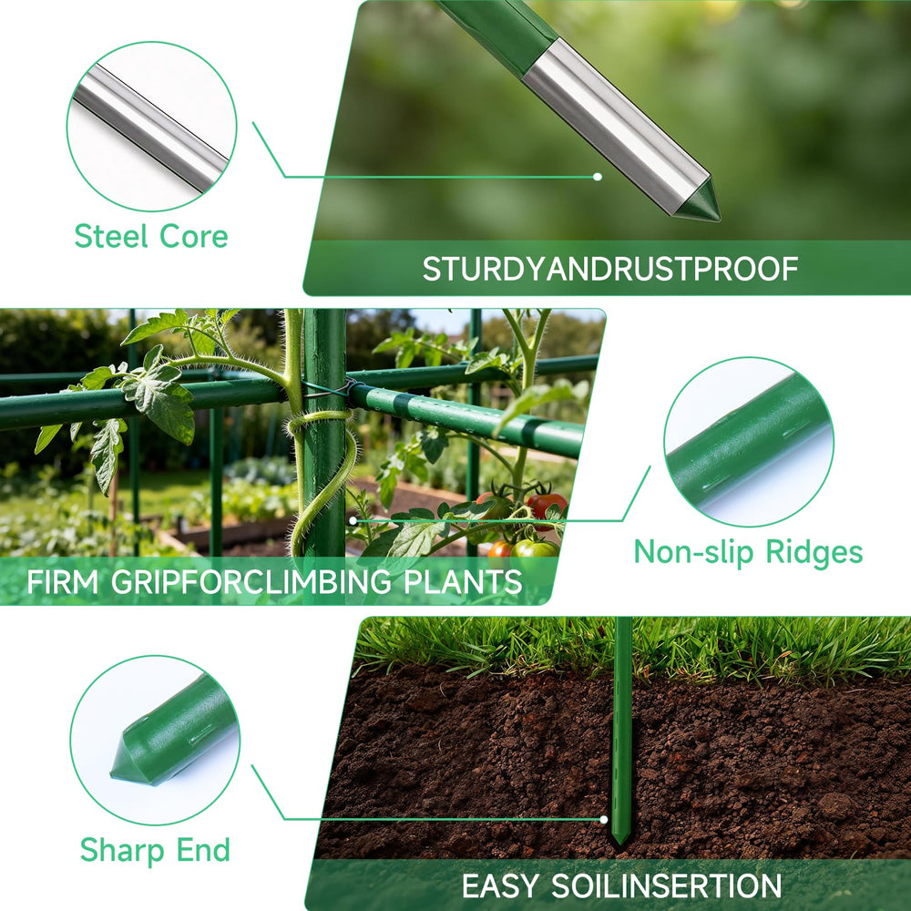 Sidefusi stakes-in-soil placed in raised bed delivering wind-resistant support