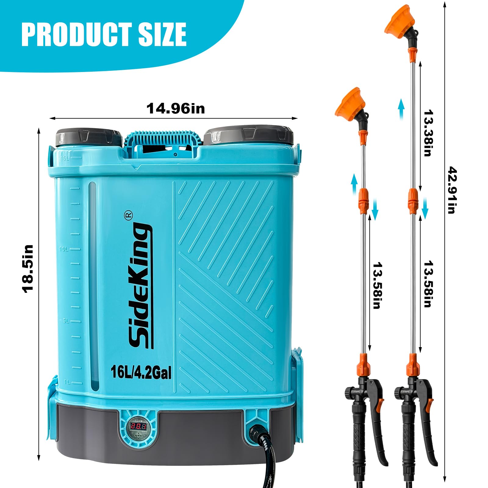 SideKing digital battery display and charger for clear runtime monitoring