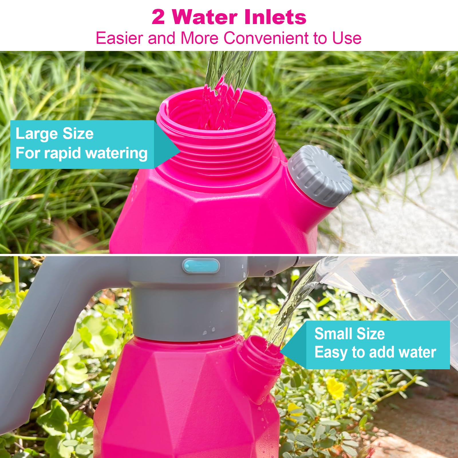 SideKing in a garden setting showing multi-purpose use for plants and light outdoor cleaning
