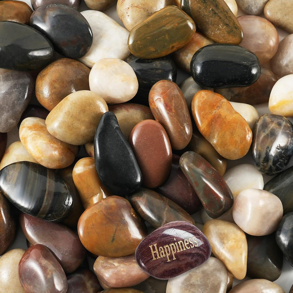 SIDONG front packaging of 10 lbs mixed river rocks showing label and bag benefits