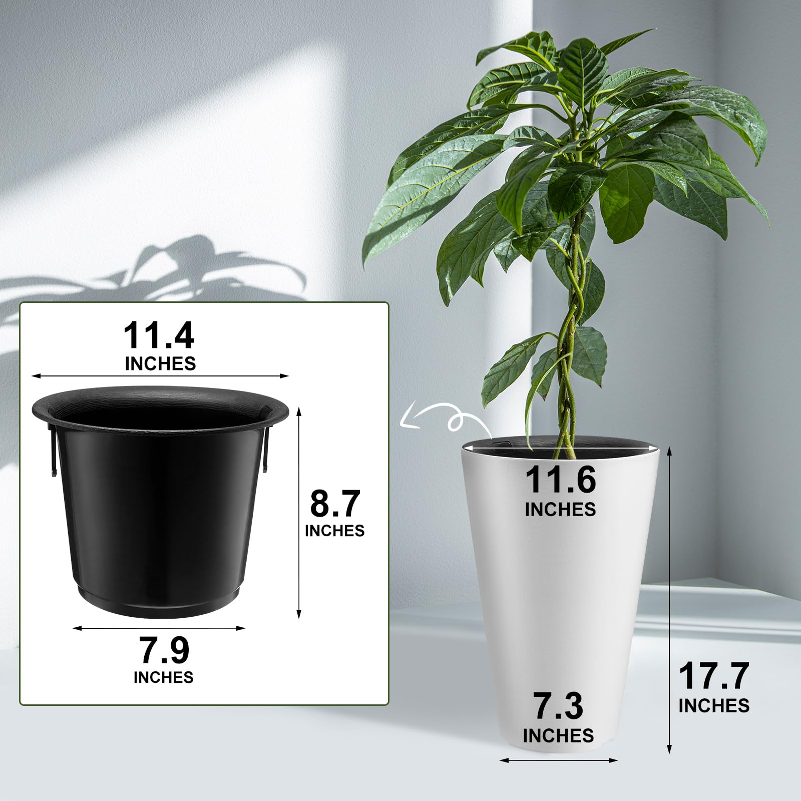 Sieral removable inner bucket with handles for easy lifting and plant care