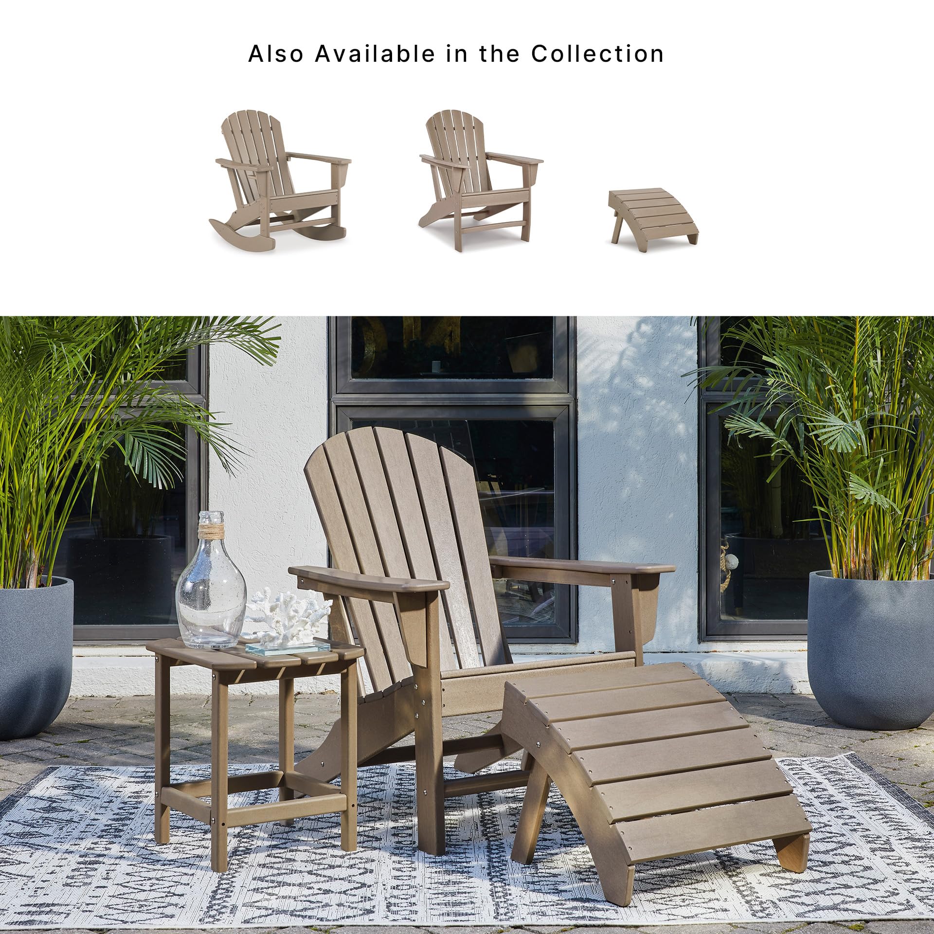 Signature Design by Ashley on a patio with chairs showing cohesive outdoor styling