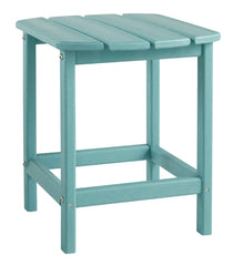 Signature Design by Ashley front view of turquoise end table showing compact size and curb appeal