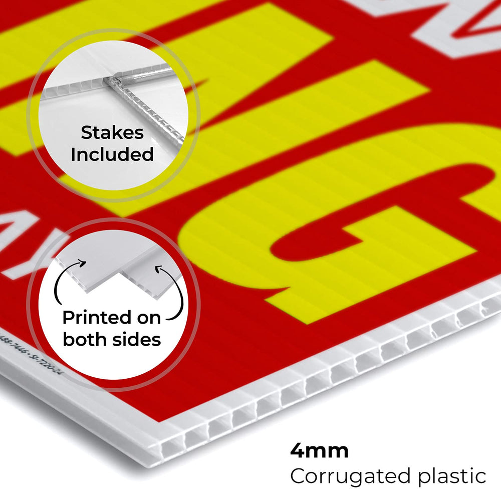Sigo Signs side angle showing double-sided print for two-way visibility