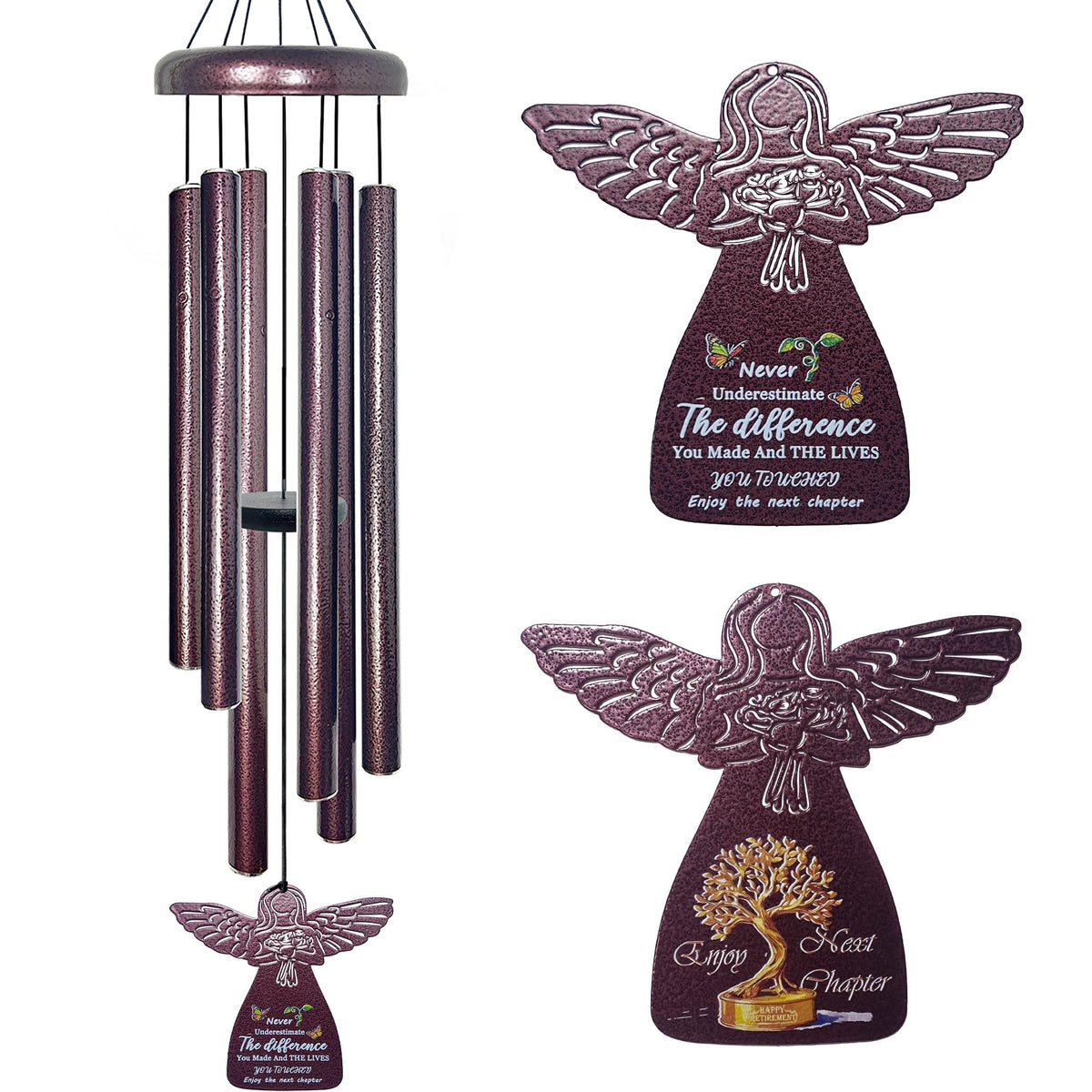 SIGOWING angel wind chime front view showing bronze finish and balanced design for elegant gift
