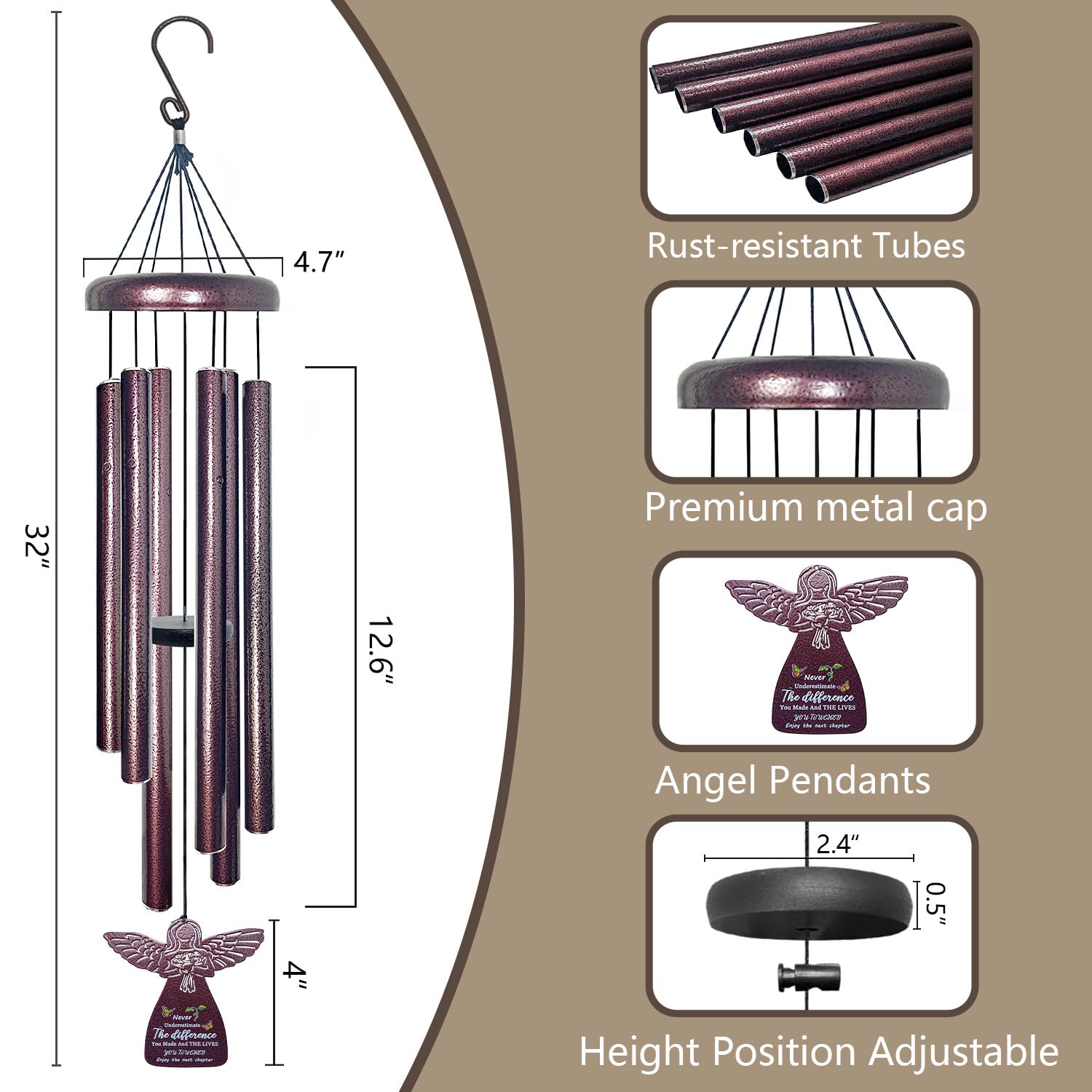 SIGOWING chime hung on a porch creating mellow wind melodies for outdoor relaxation