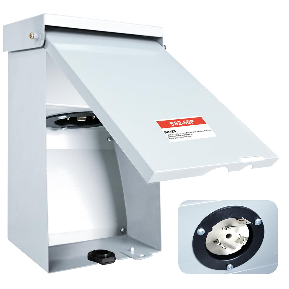 Sigrupery front inlet box showing cover and inlet, protects connection from weather