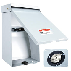 Sigrupery front inlet box showing cover and inlet, protects connection from weather