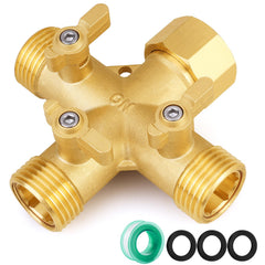SIGURANTA front view brass splitter showing three outlets and sturdy construction, durable performance