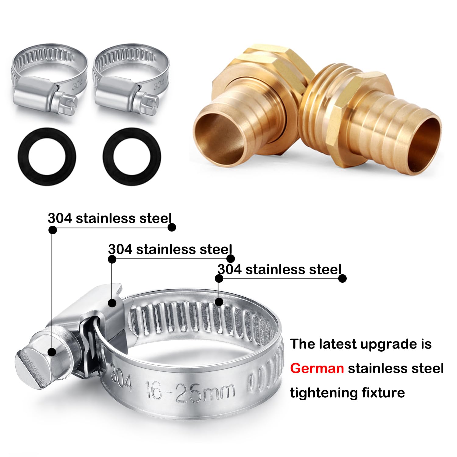 SIGURANTA stainless clamp tightened on hose demonstrating rust resistance