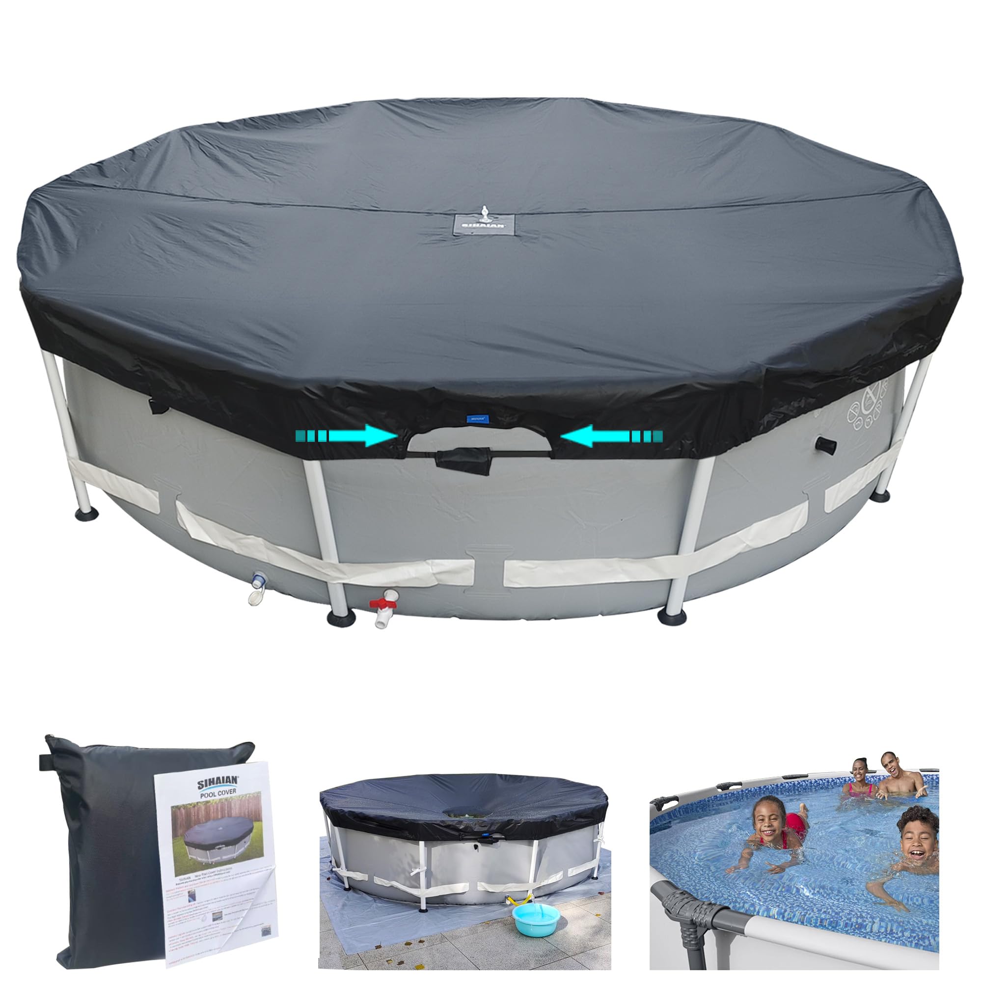 SIHAIAN front view of packed 16ft cover showing neat storage and quick setup benefit