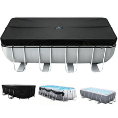 SIHAIAN front view of cover fitted to oval pool showing secure fit and protection