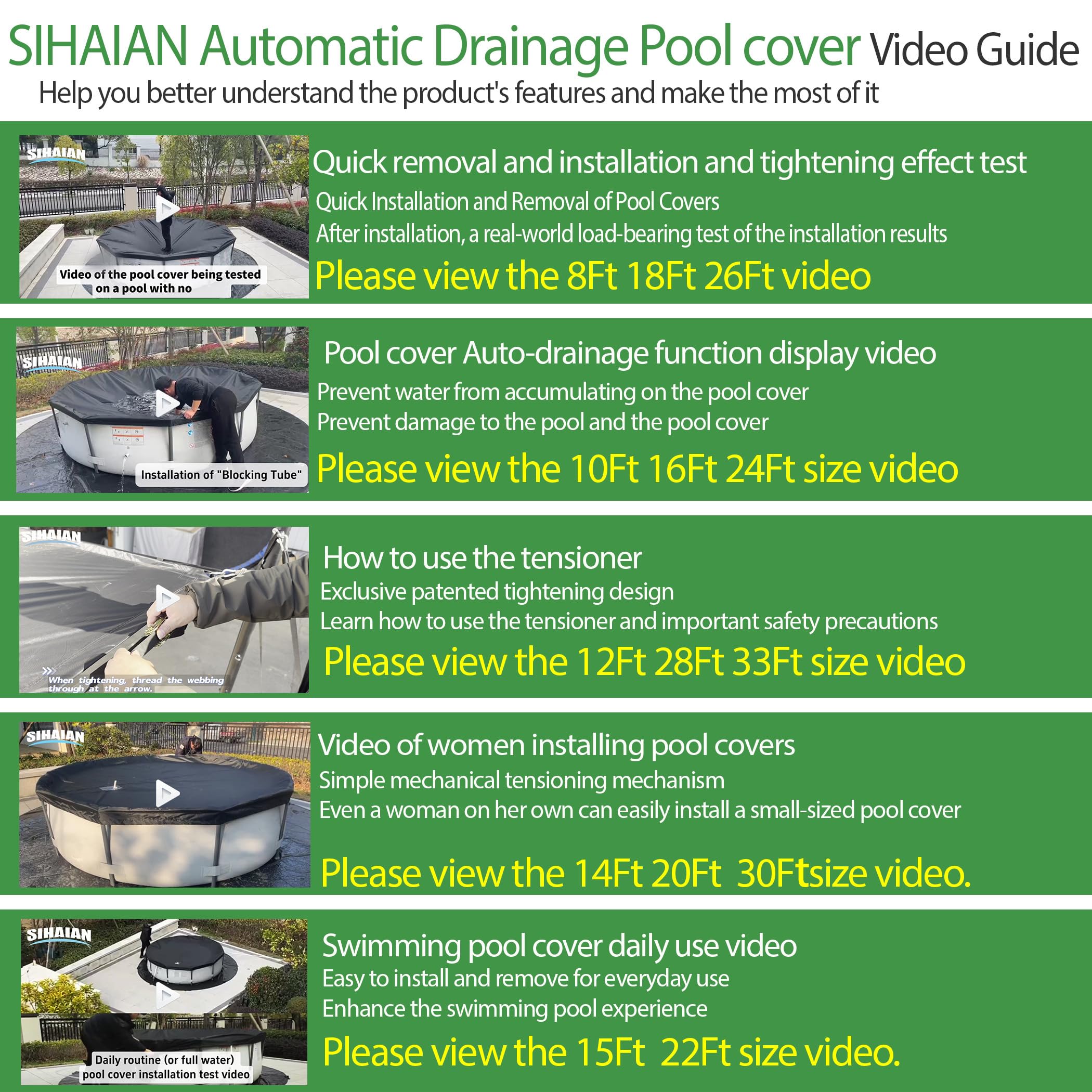 SIHAIAN cover installed on a 22ft frame round pool improving heat retention