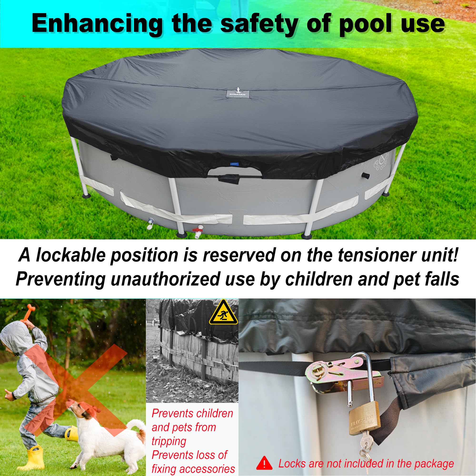 SIHAIAN backyard lifestyle shot showing easy seasonal pool protection