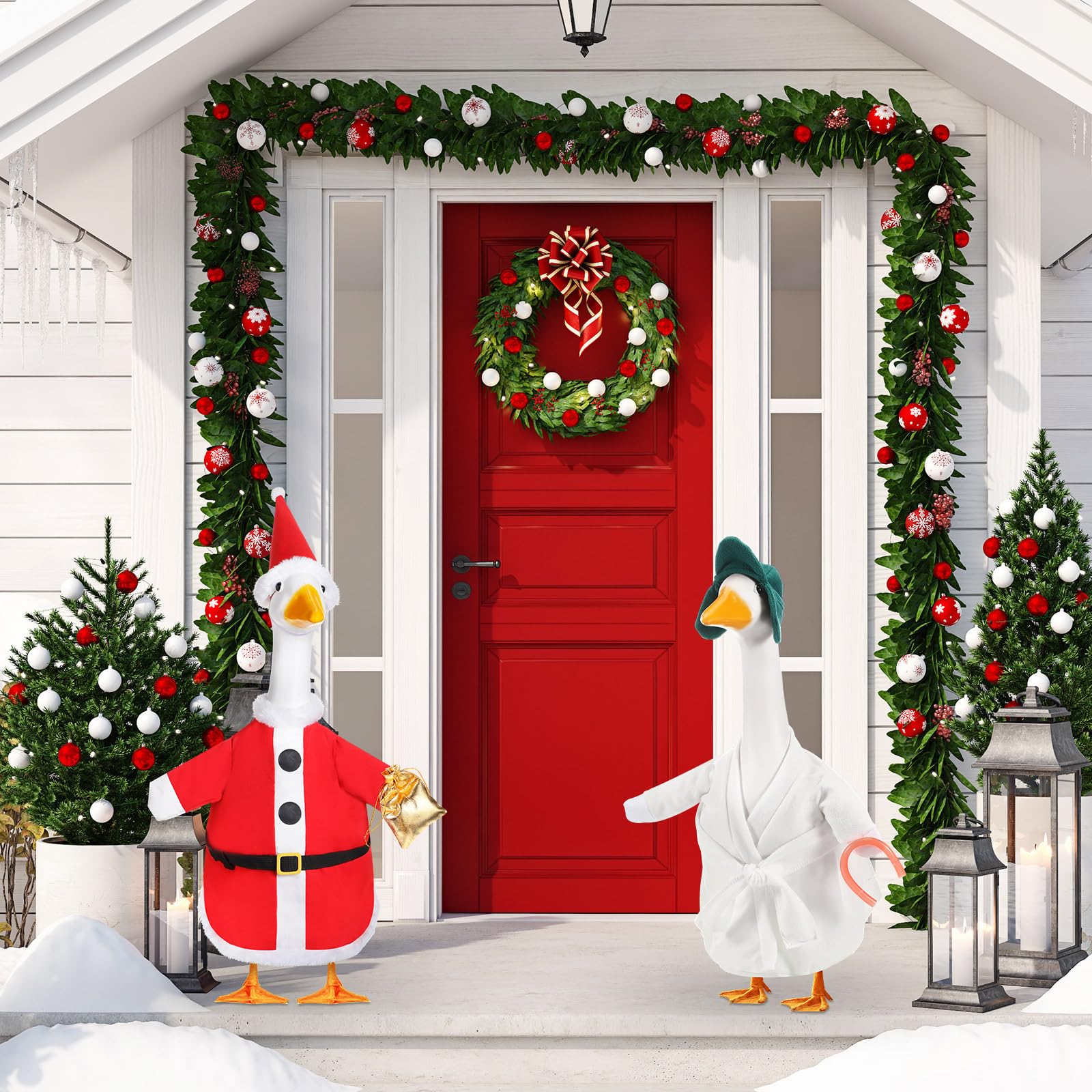 Silicherry porch display with lights demonstrating attractive holiday presentation