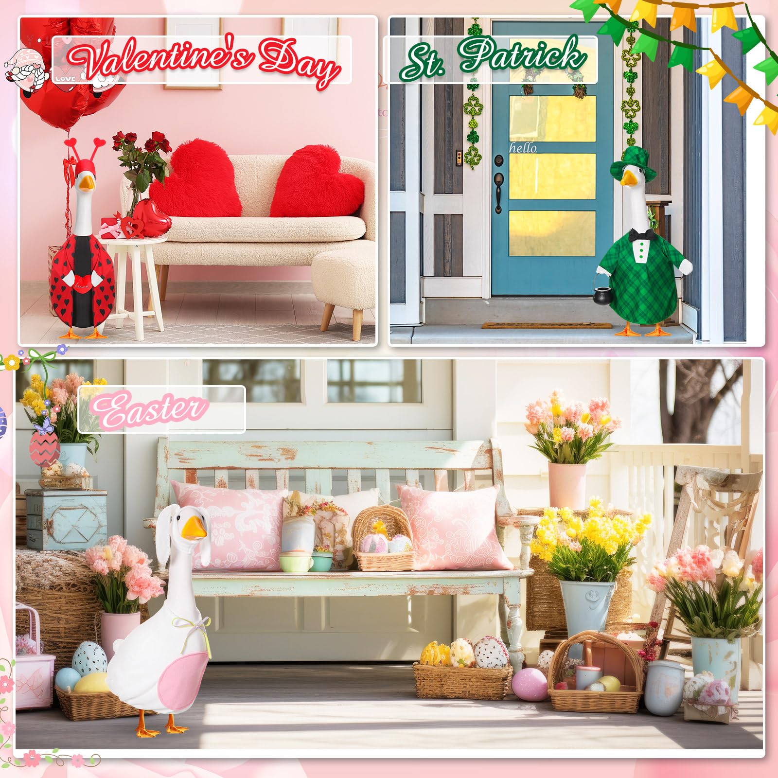 Silicherry goose wearing Valentine outfit adding curb appeal