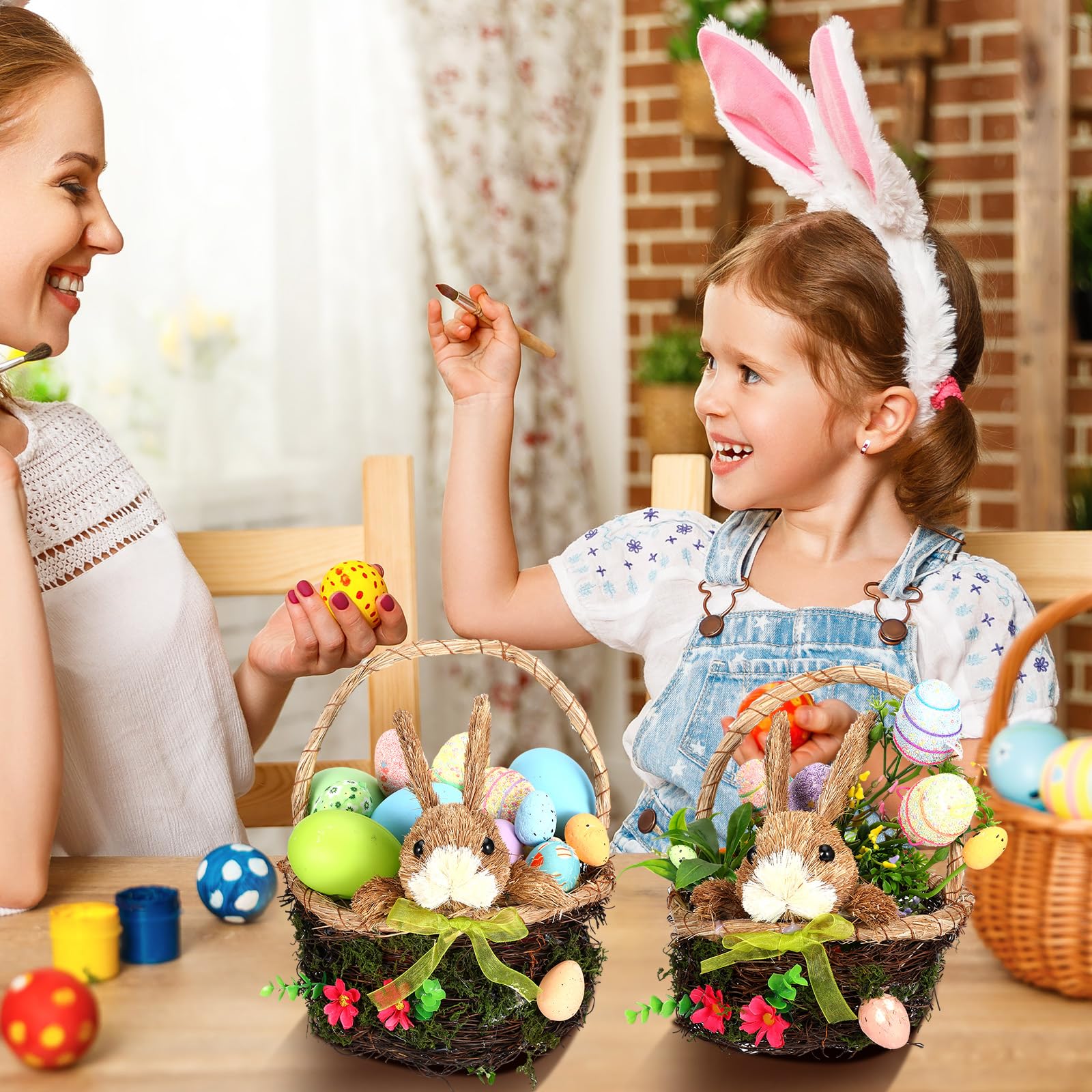 SiliFine basket filled with eggs during an egg hunt showing kid-friendly portability