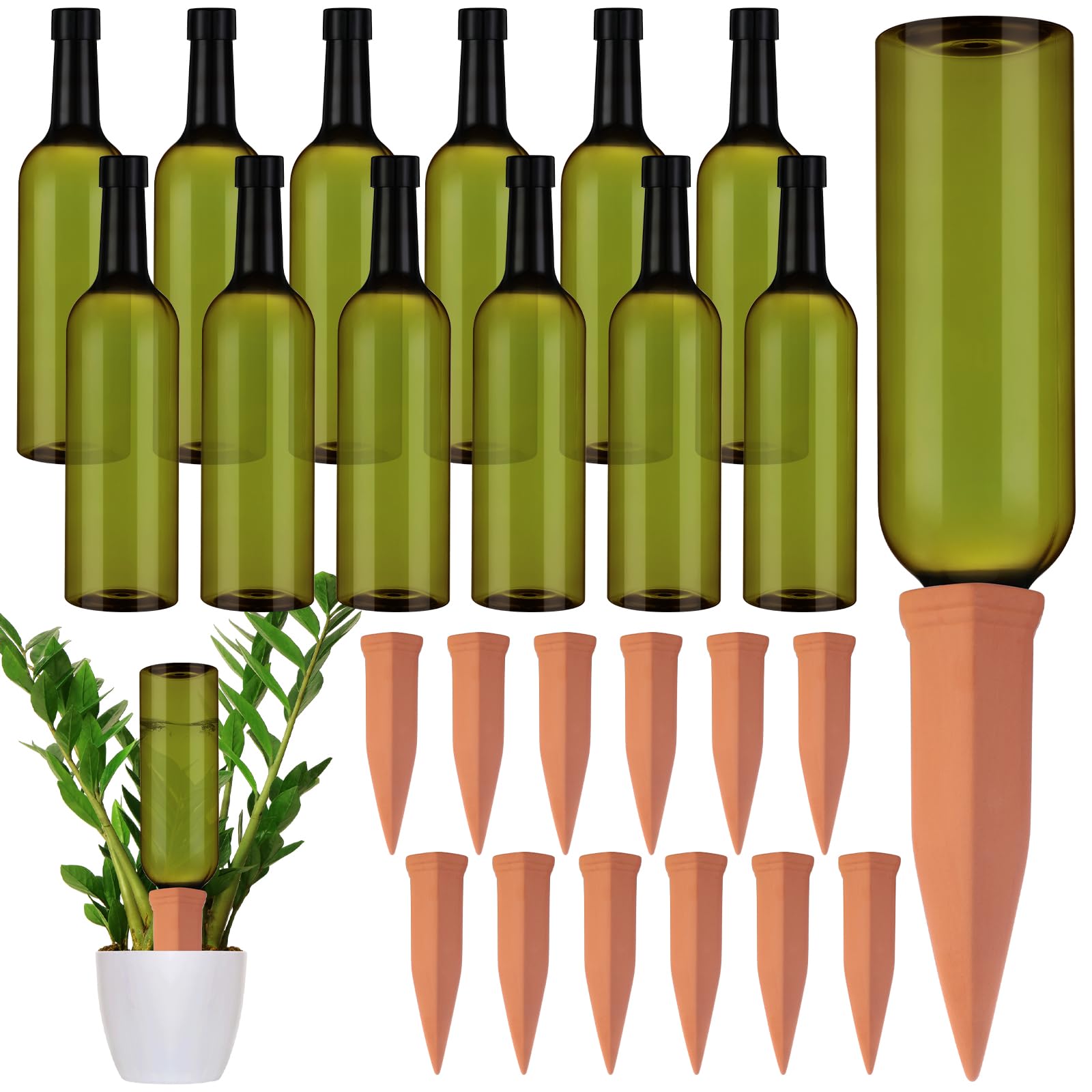 SiliFine front-packaging setup showing 12 spikes and bottles for durable watering