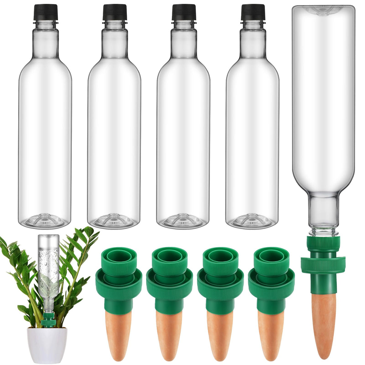 SiliFine front view of 8-set clear bottles and clay spikes showing complete kit convenience