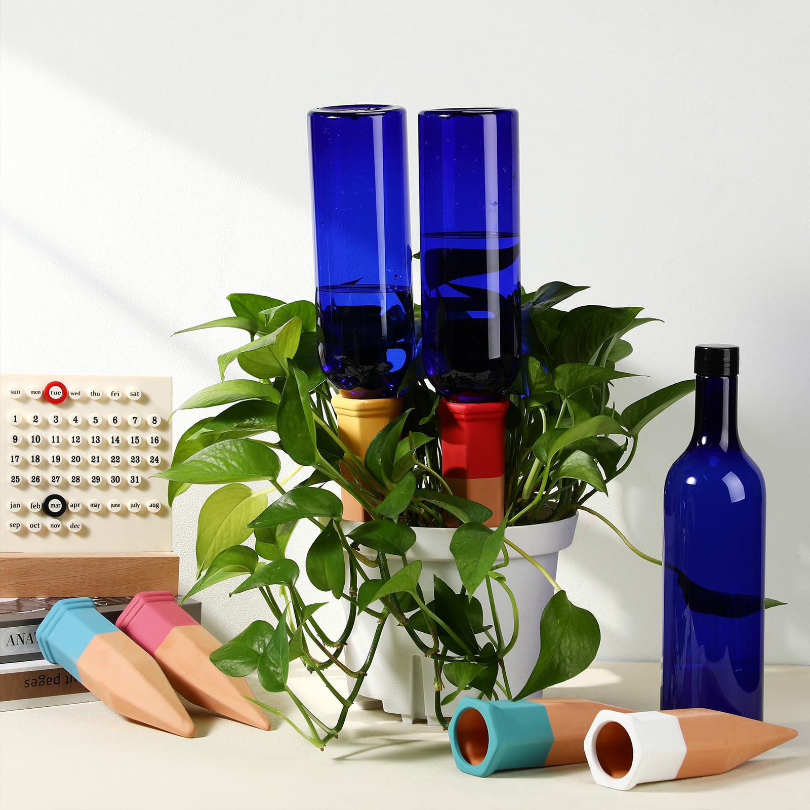 SiliFine six-set on balcony planter illustrating reliable watering while away