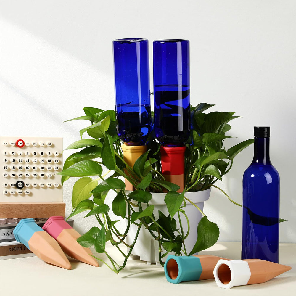 SiliFine six-set on balcony planter illustrating reliable watering while away