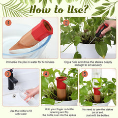 SiliFine spike inserted in pot demonstrating in-use watering convenience