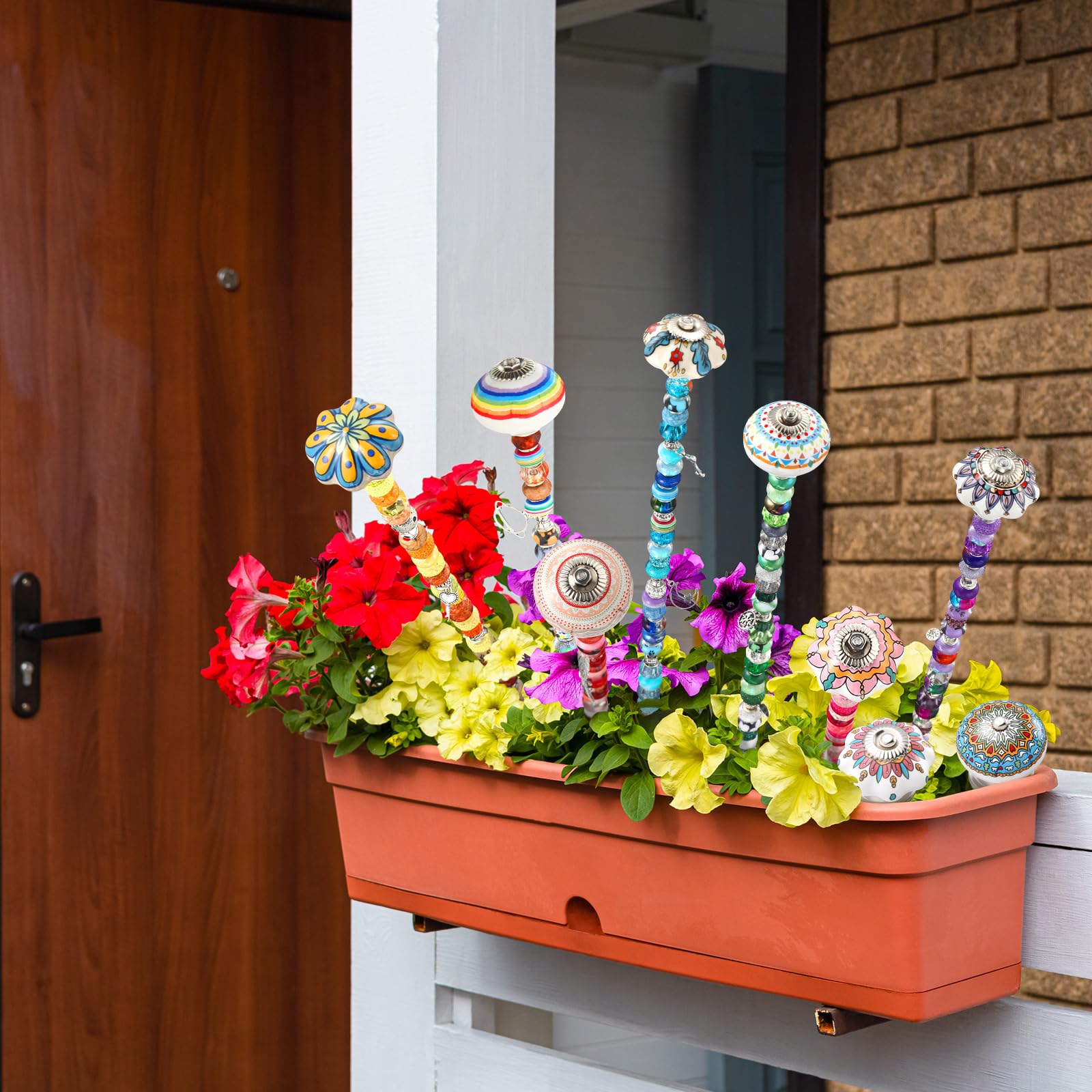 Silipull garden stakes installed along a pathway adding visual curb appeal