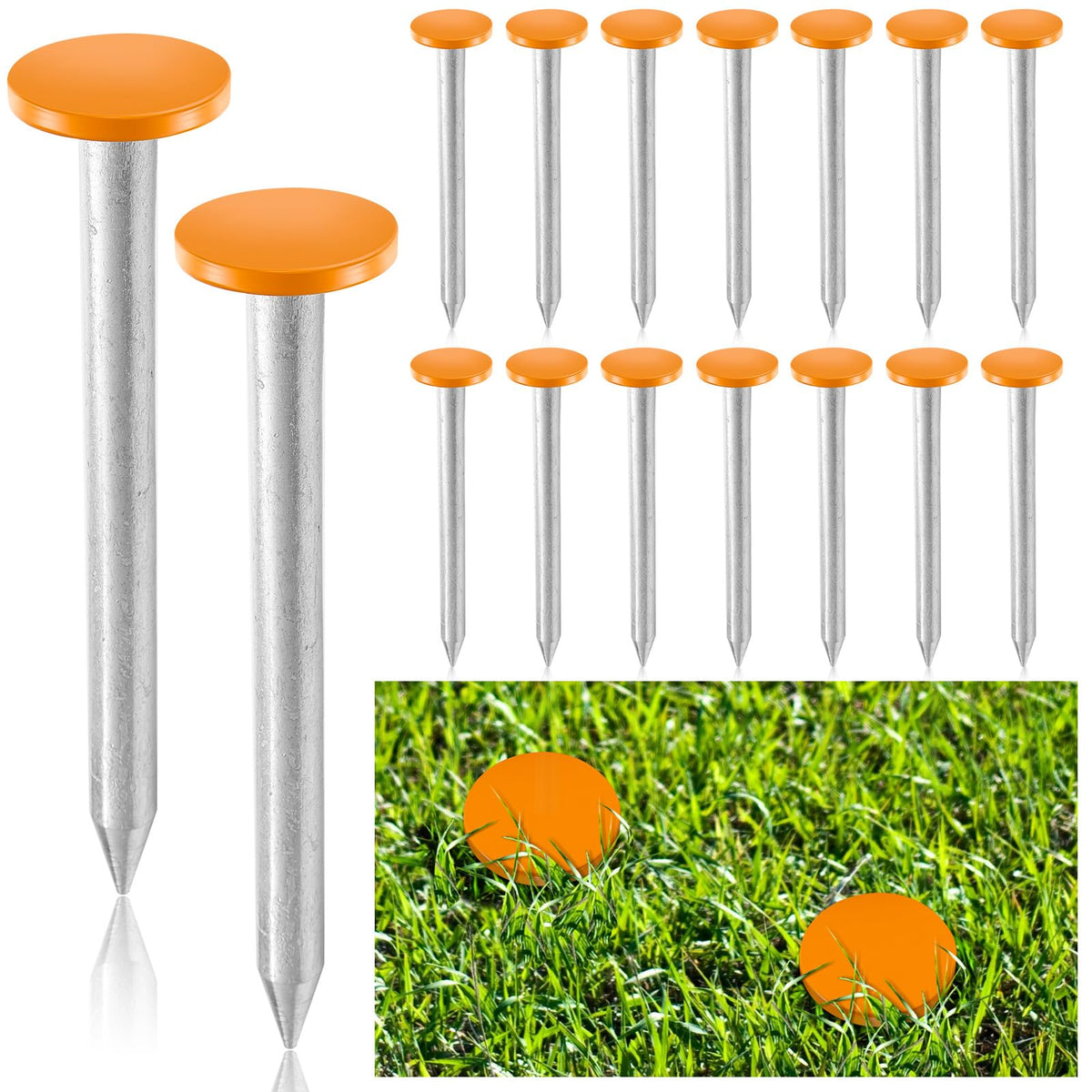 Silkfly front view of eight stakes showing compact pack and clear contents for quick setup