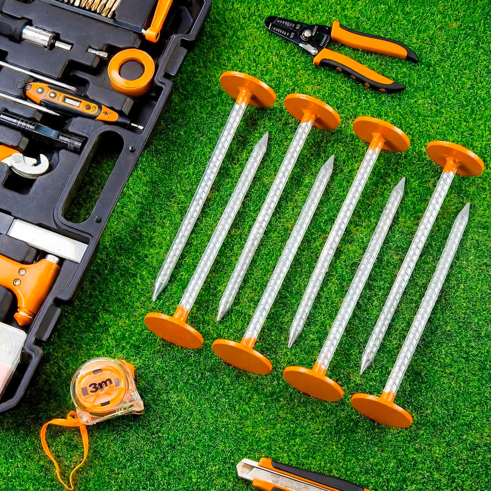 Silkfly markers laid out on lawn showing clear layout and planning advantage