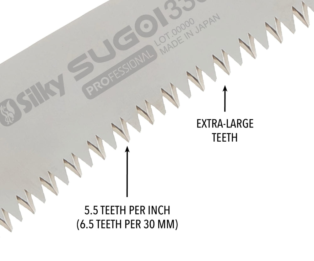 Silky SUGOI next to ruler showing 330mm blade length for scale