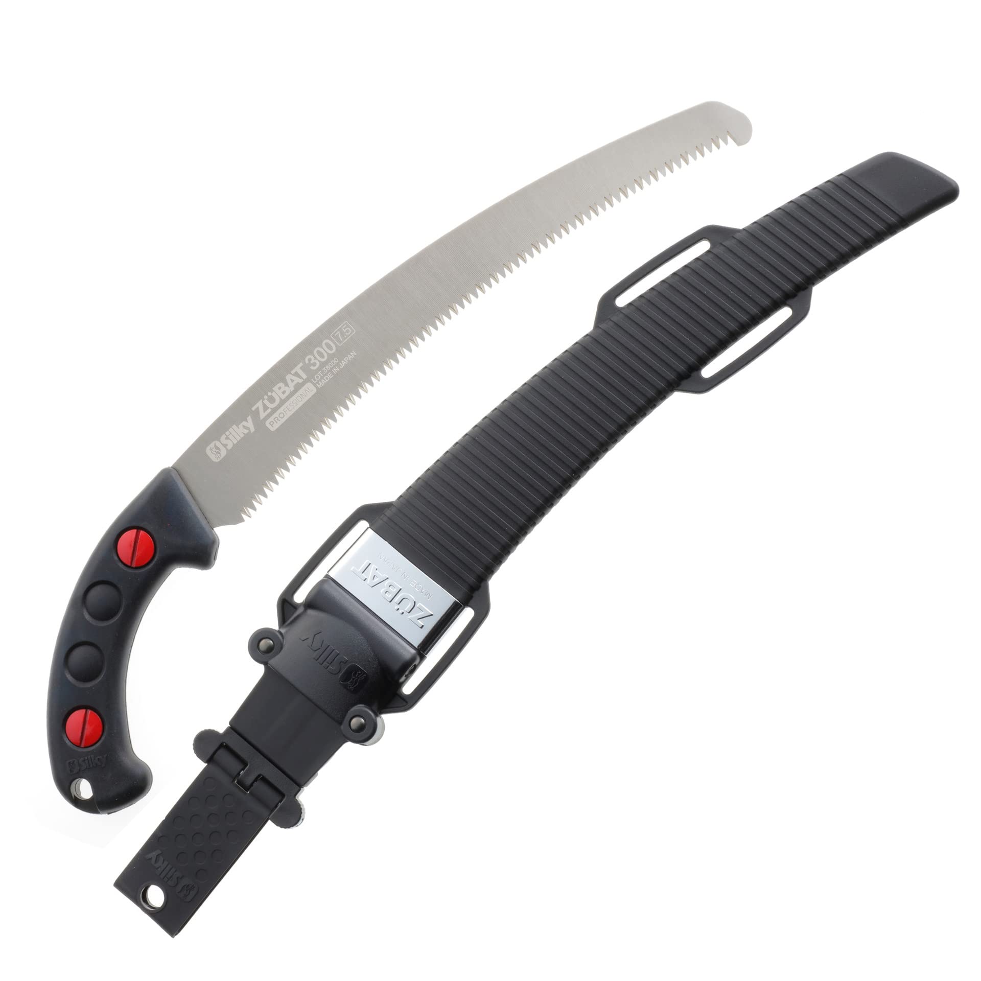 Silky ZUBAT front view showing curved blade and ergonomic handle for faster cutting