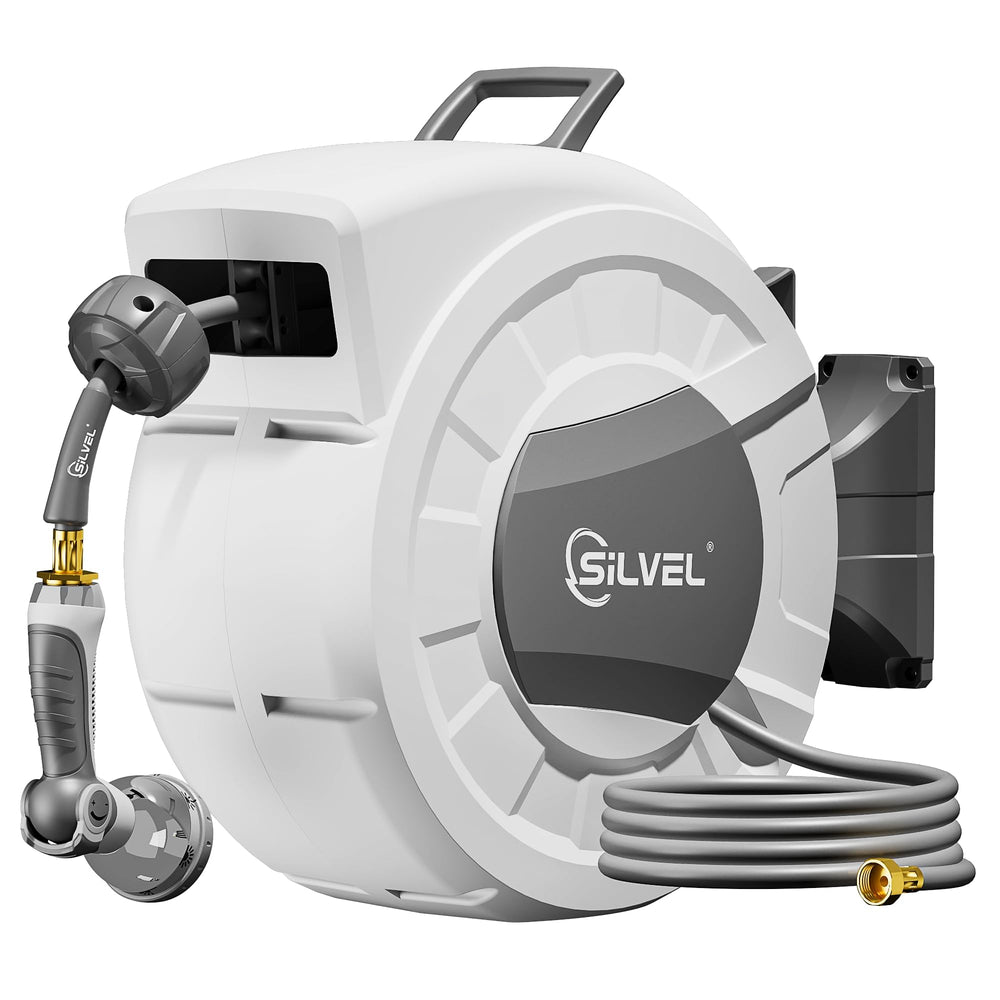 SILVEL front view mounted reel showing neat wall storage and durability