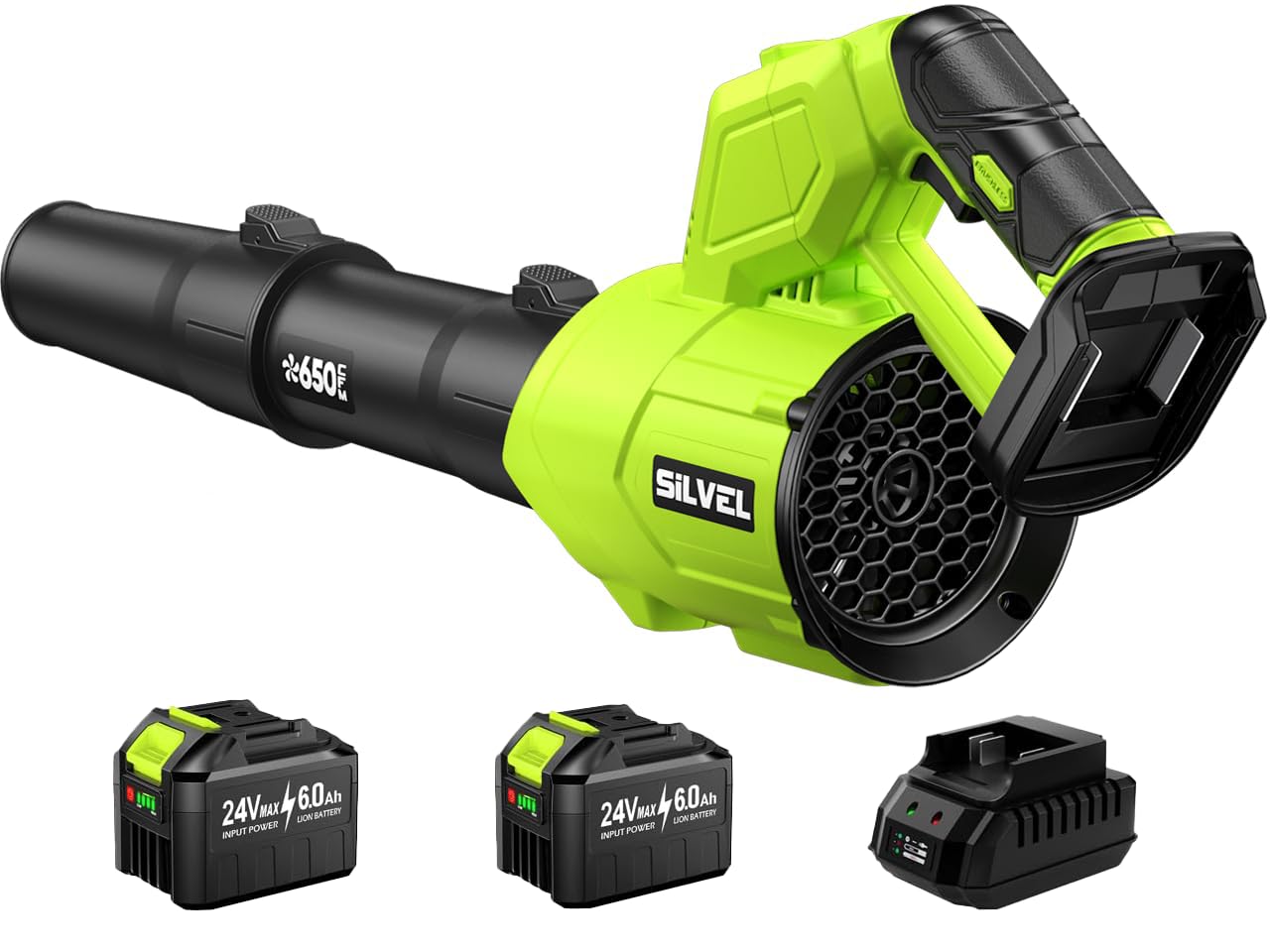 SILVEL front view showing blower design and powerful airflow benefit