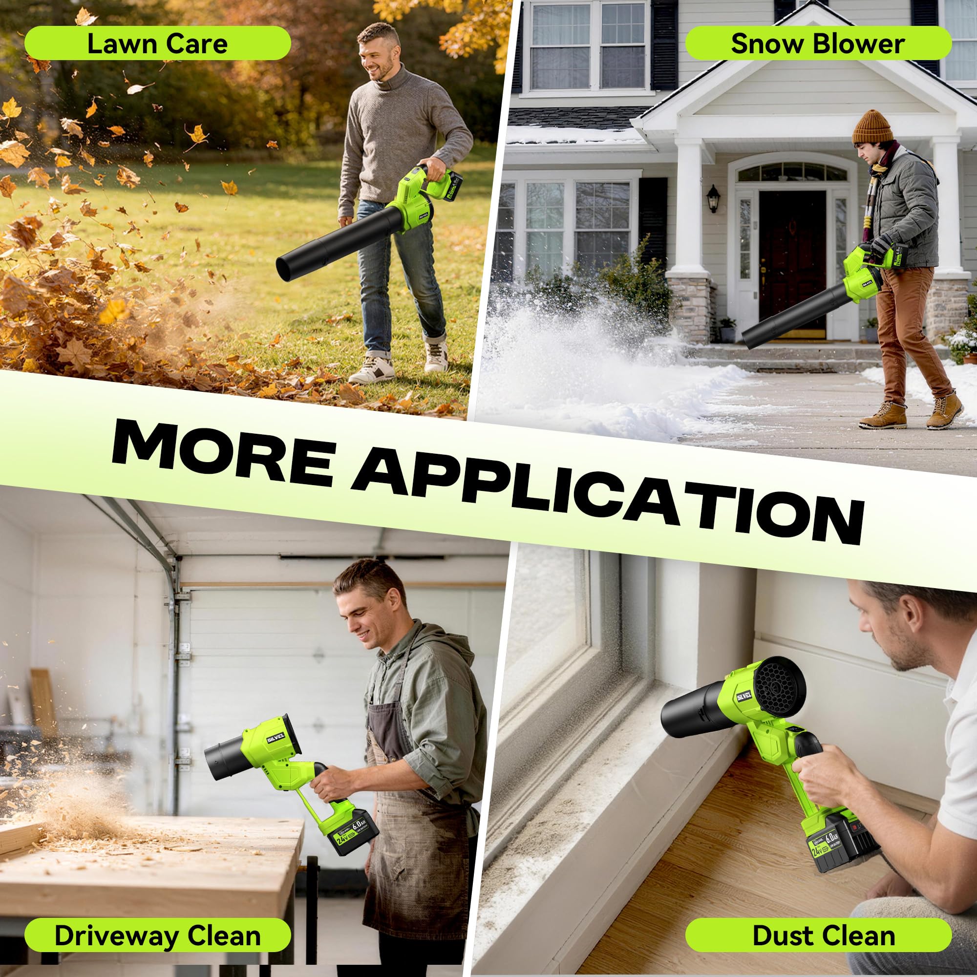 SILVEL blower held by person to show scale and easy portability benefit