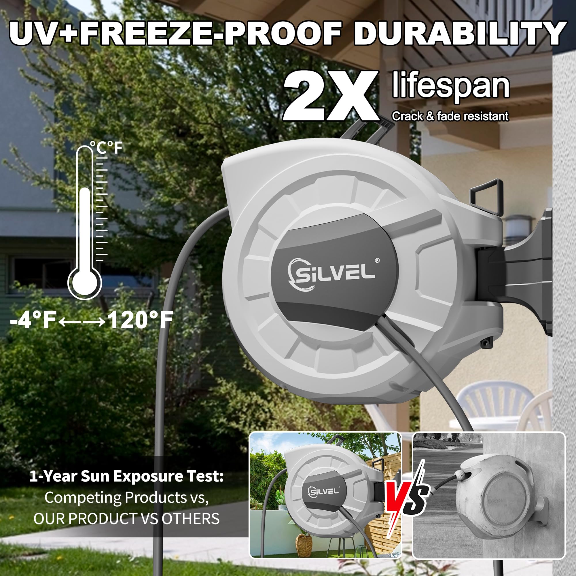 SILVEL wall mount bracket at 180° swivel demonstrating extended reach benefit