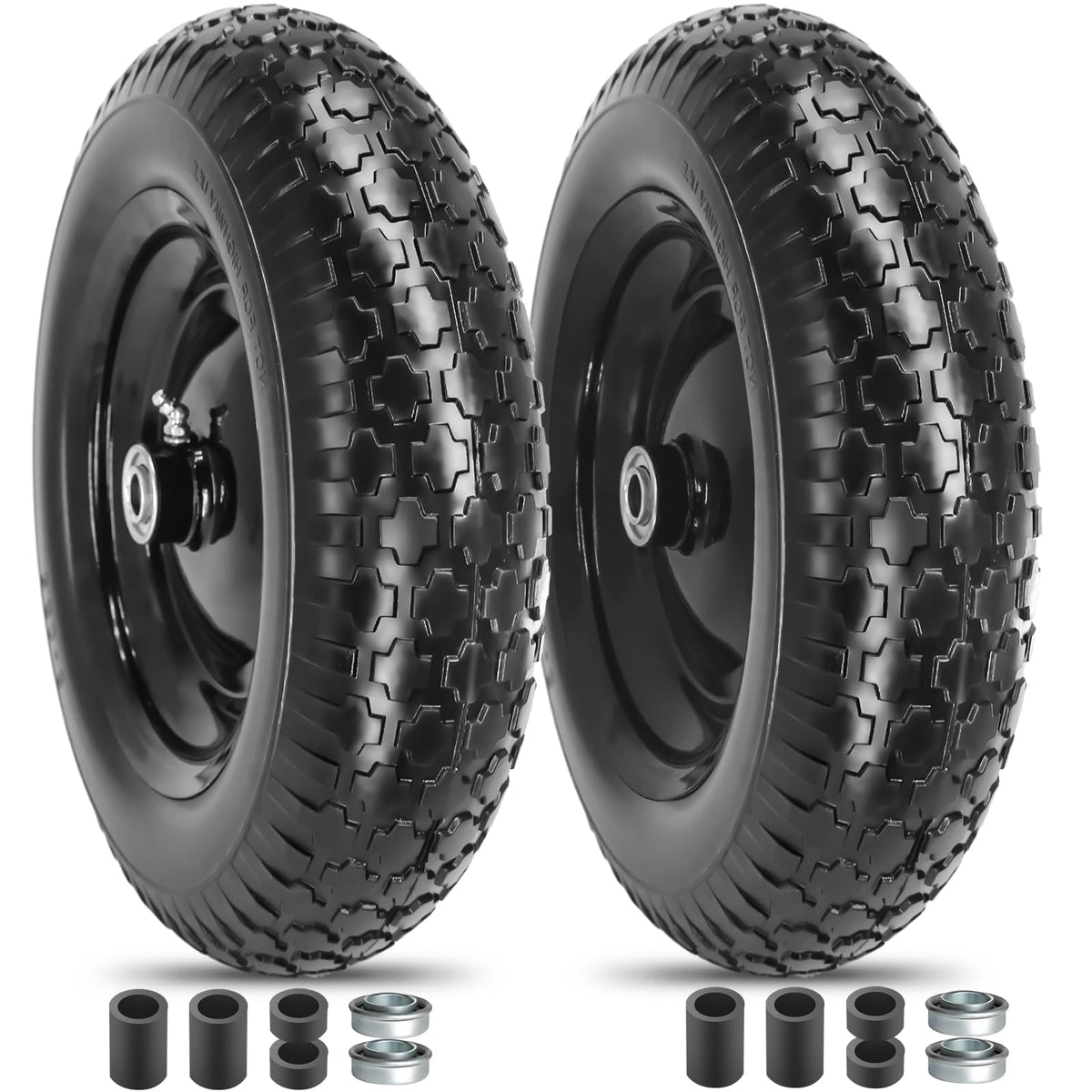 SIMEIQI front view of 14.5 inch solid tire wheel showing full profile and durability