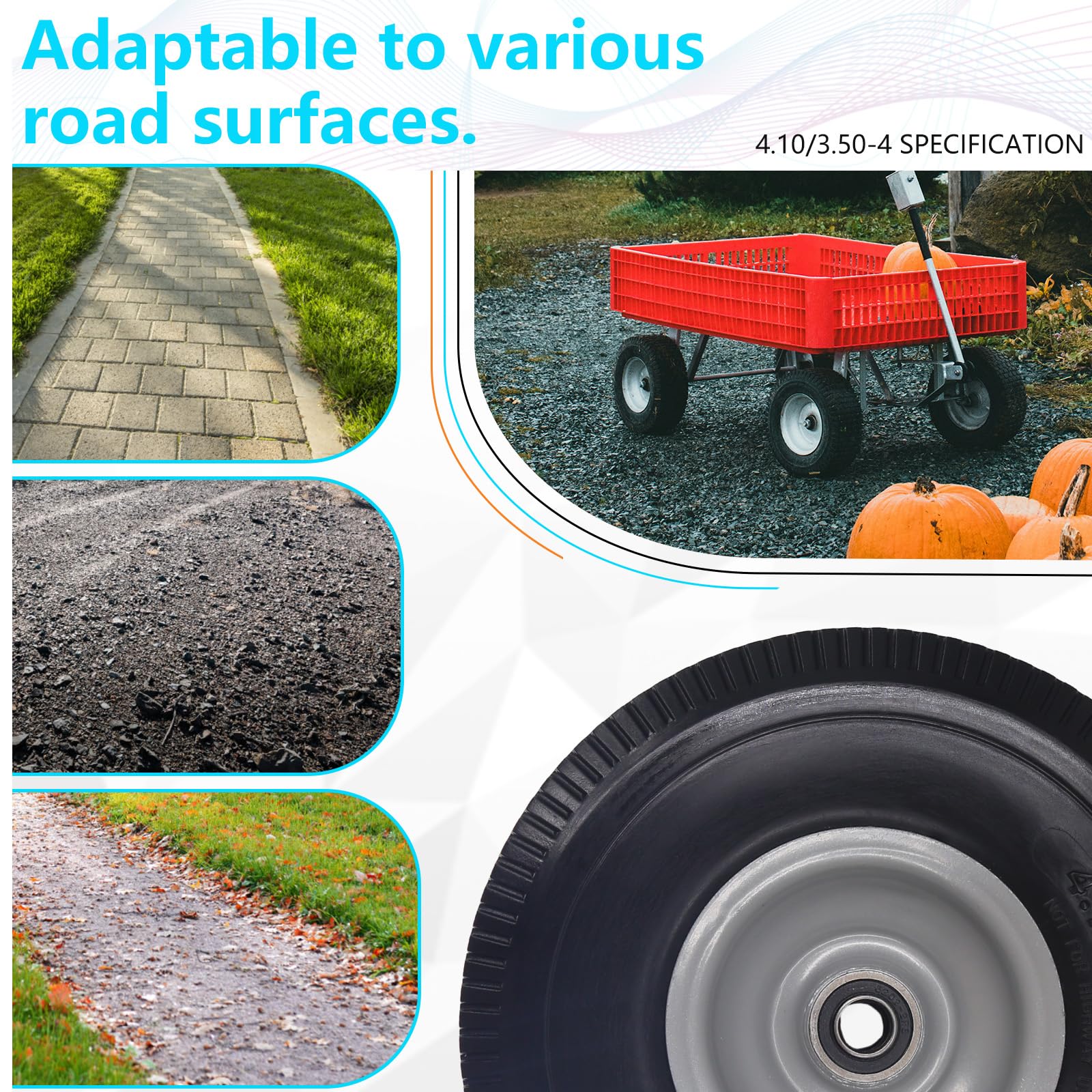 SIMEIQI wheel on garden wagon in yard showing maintenance-free reliability