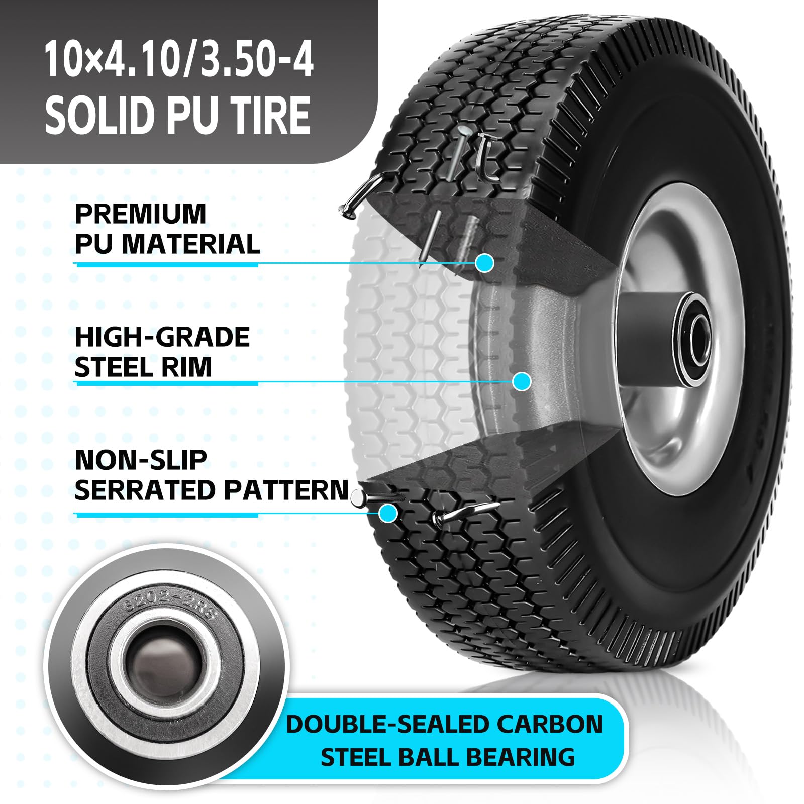 SIMEIQI hub and 5/8 inch axle bore detail showing easy fitment benefit