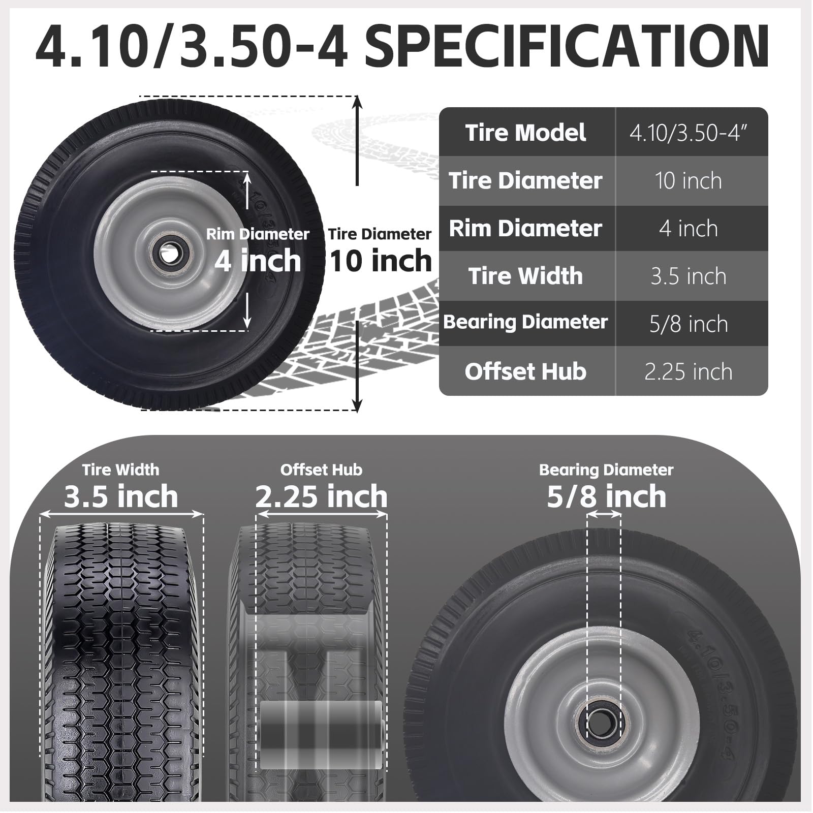 SIMEIQI side profile showing 2.24" offset hub for proper wheel alignment