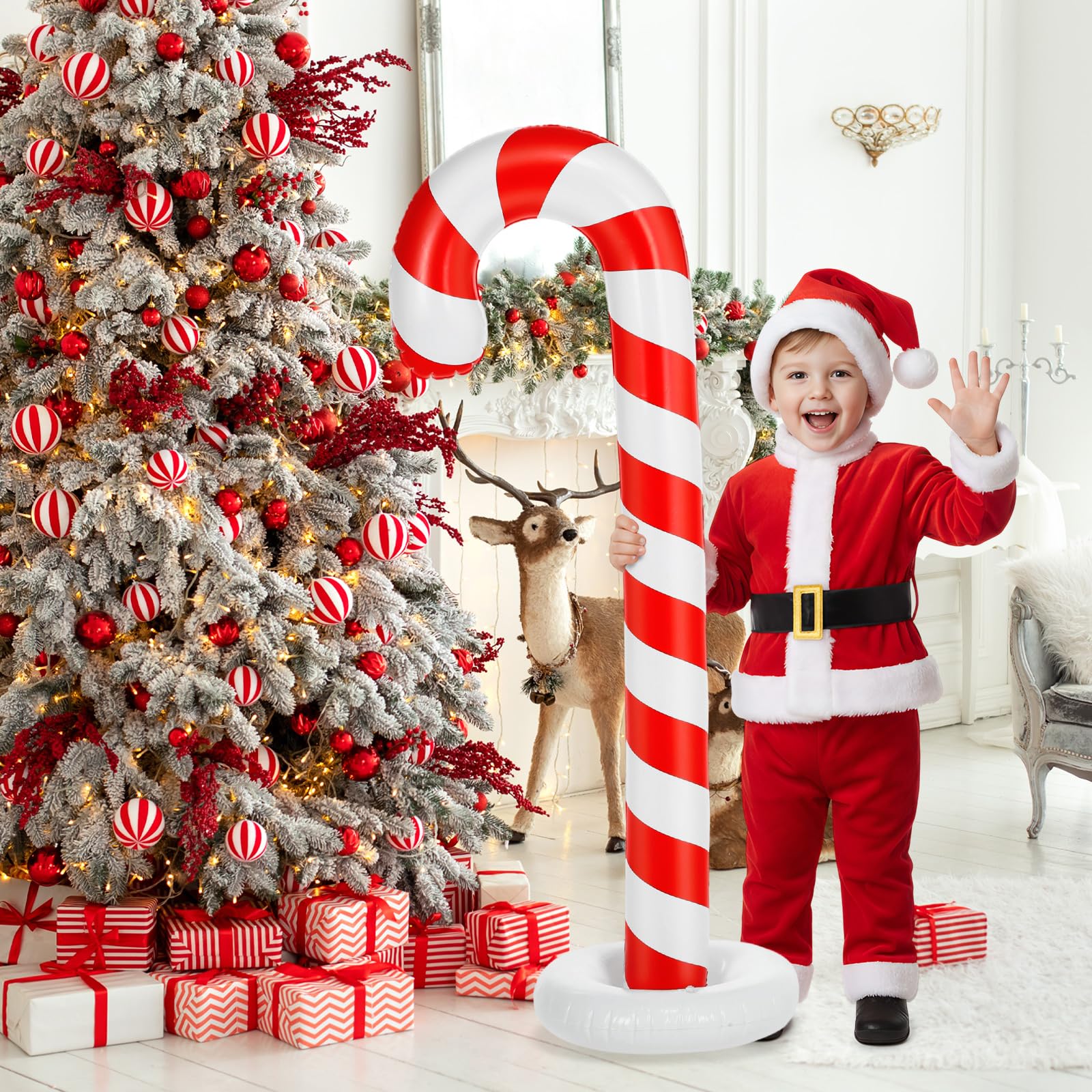 Simgoing deflated candy canes folded compactly proving easy storage