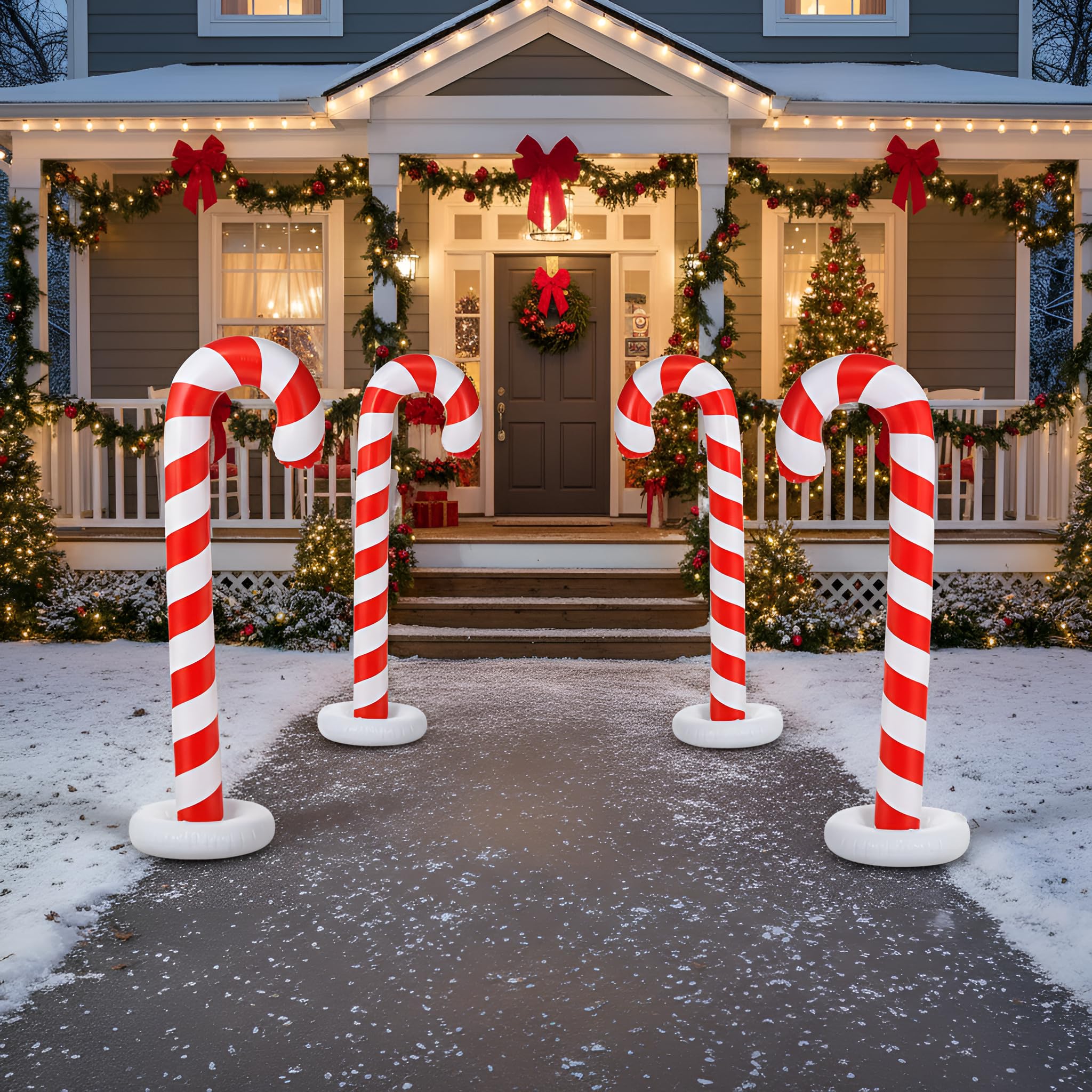 Simgoing candy cane beside person showing 5ft scale for planning