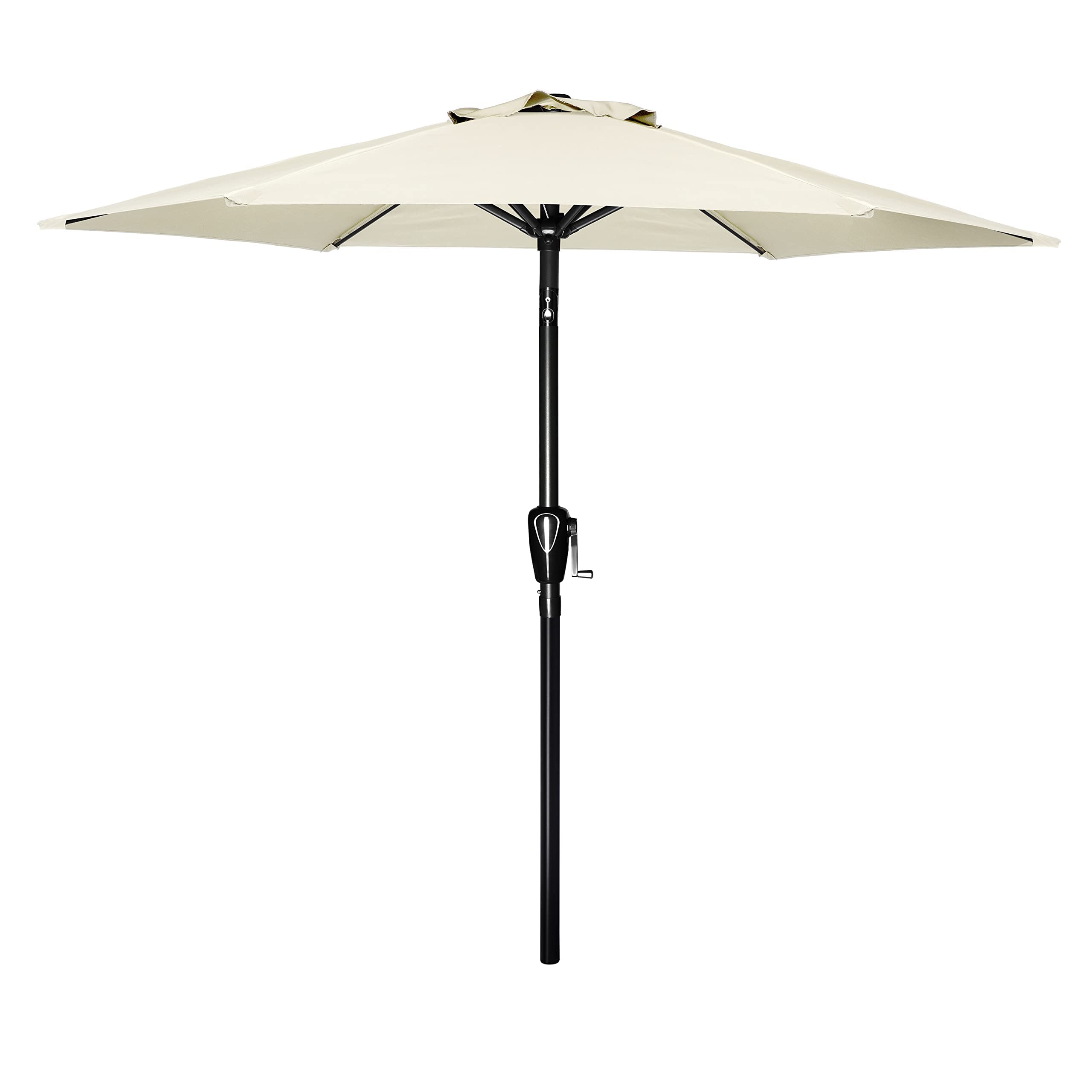 Simple Deluxe front view of creamy white umbrella showing full canopy and benefits of shade