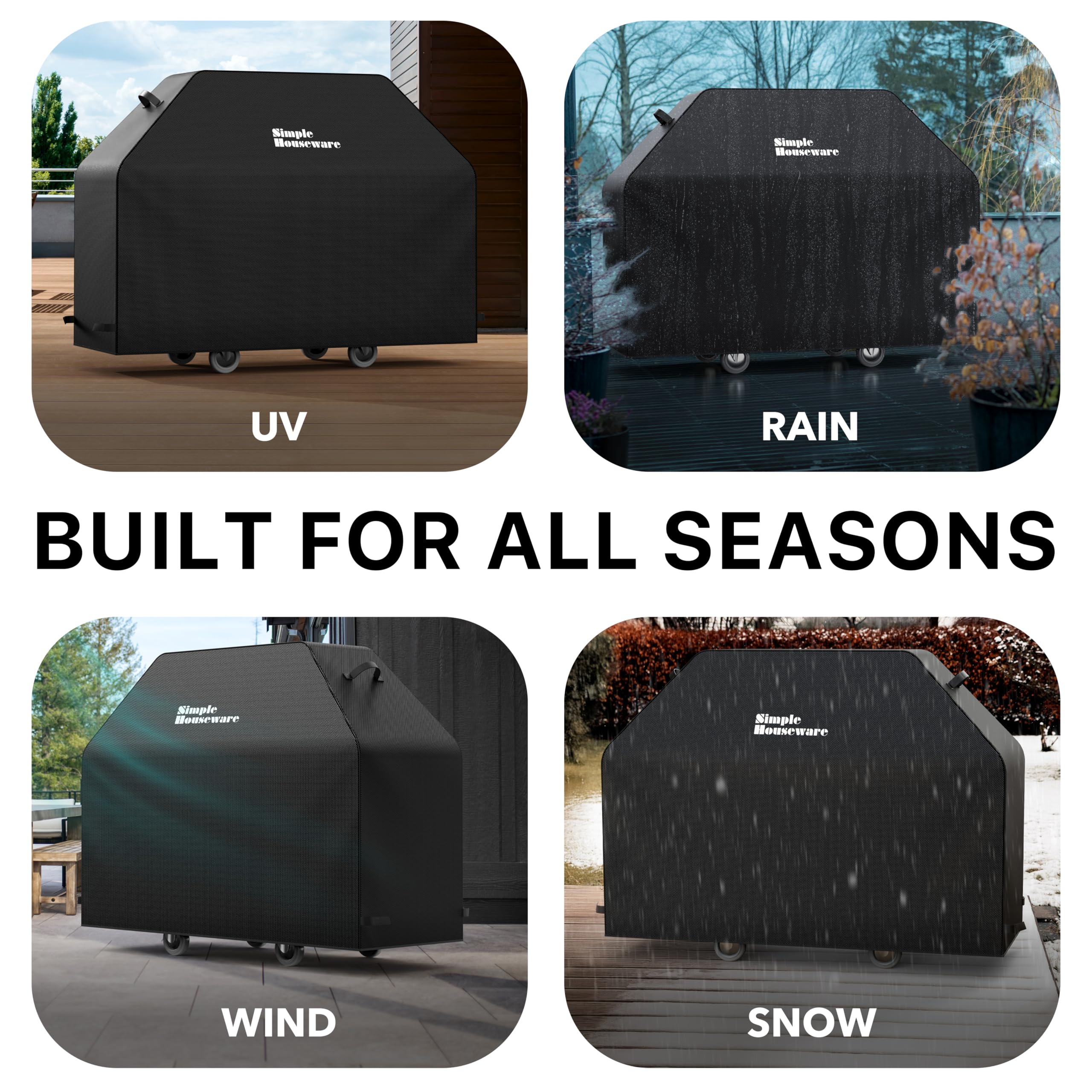 Simple Houseware fastening straps tightened to secure cover during windy conditions